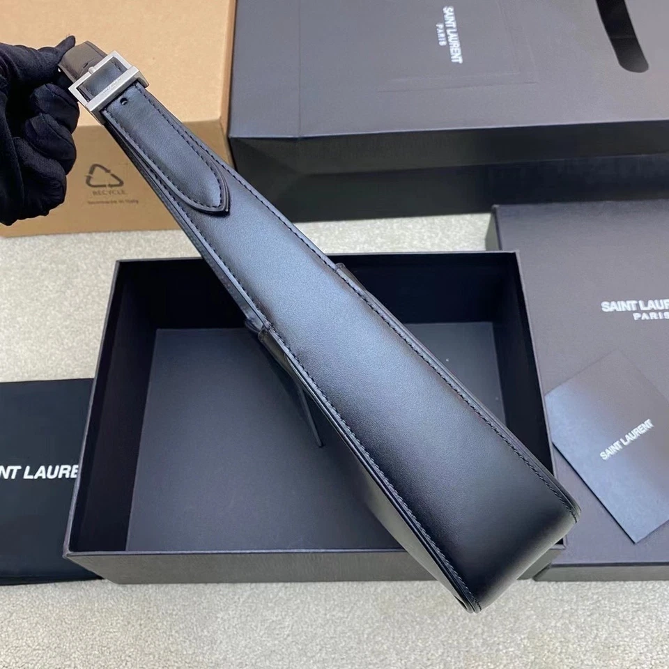 Bolso axilas SAINT LAURENT YSL Paris negro plateado con logotipo Foto 3 de 4