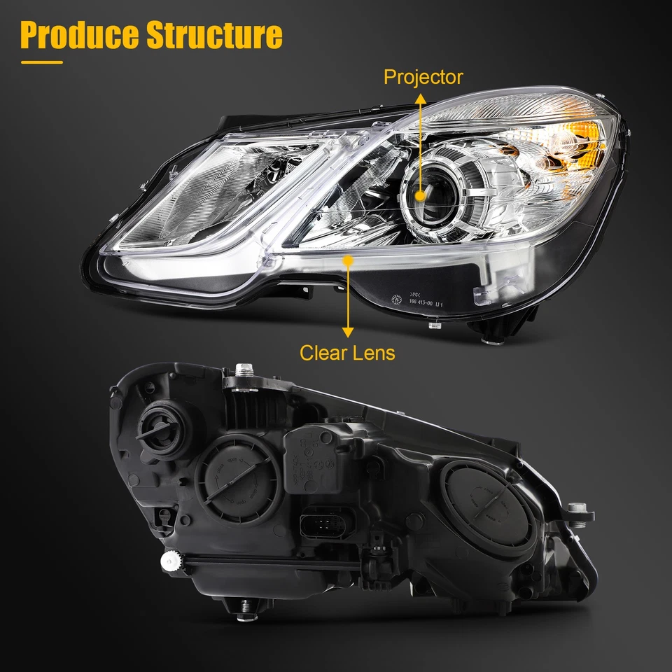 2Pcs Pair Headlights For 2010-2013 Mercedes Benz E350 E400 E550 w/Projector Foto 3 de 4