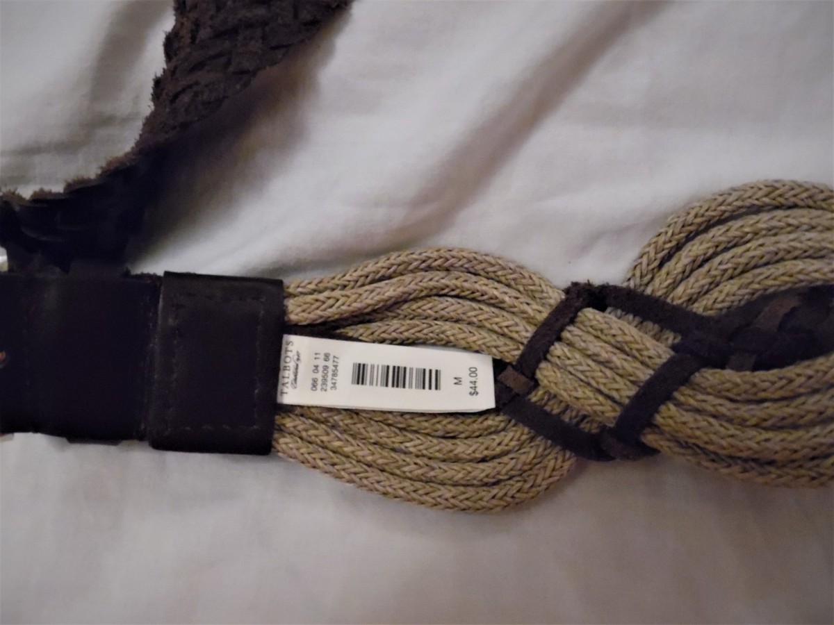 TALBOTS MEDIUM GENUINE LEATHER & TEXTILE WOVEN BRAIDED BELT BOHO