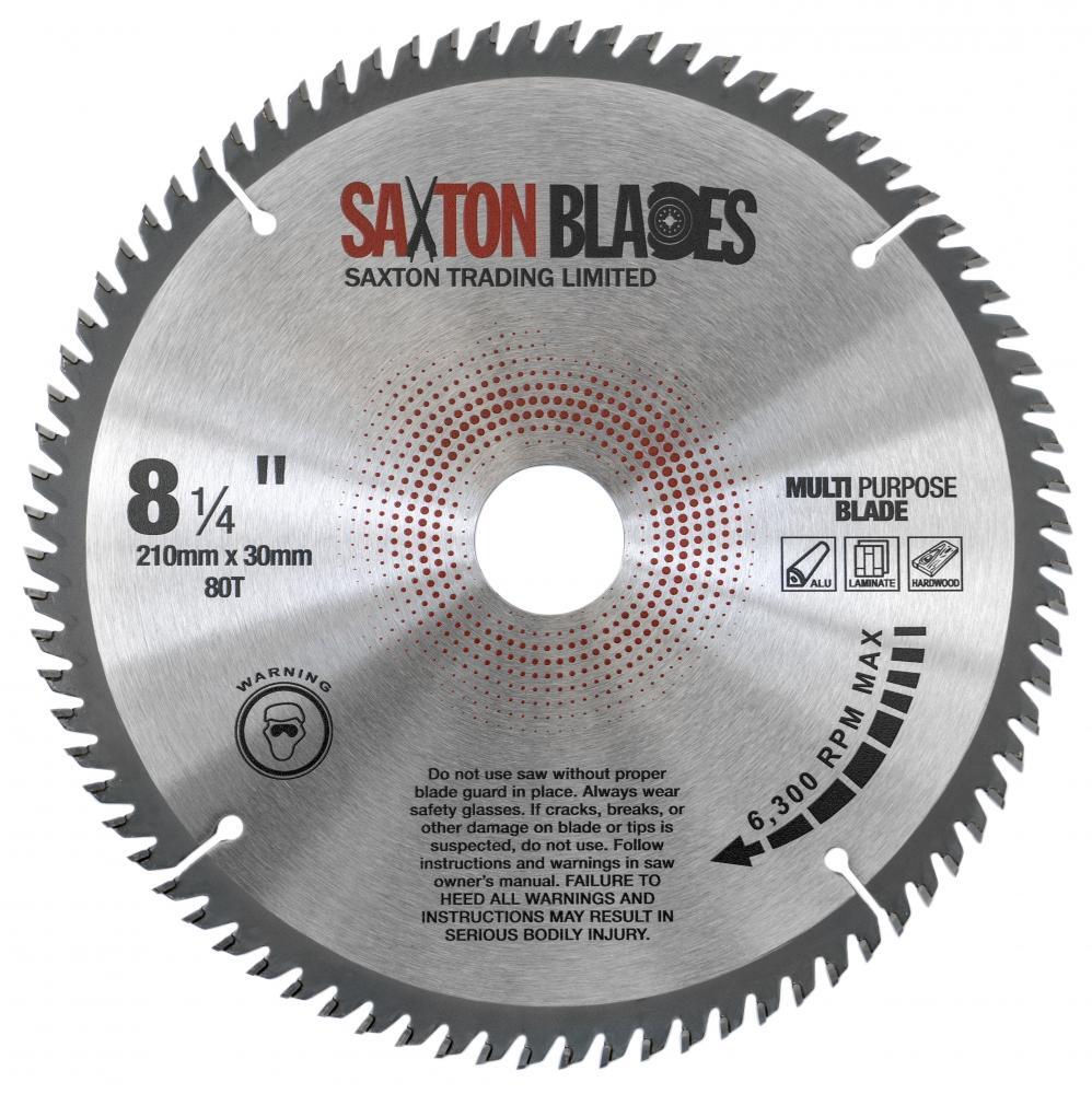 Saxton 210mm x 80T Circular Saw Blade Aluminium Laminate Hardwood fits Bosch etc