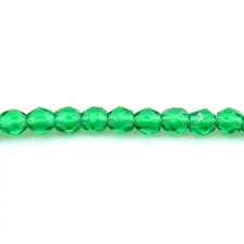 Green Emerald Transparent - 50 3mm Round Fire Polish Czech Glass Beads