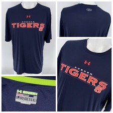 Auburn Tigers Under Armour HeatGear T-Shirt Men s L Navy Poly Loose YGI V4-114