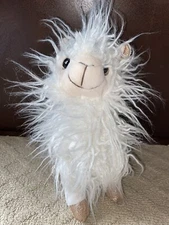 Hobby Lobby Llama Alpaca Shaggy White Gold Sparkly Feet Eyes Ears Plush EUC