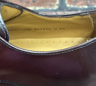 Cole Haan C07605 Men's 7 1/2M Burgundy Leather Cap Toe Oxfords