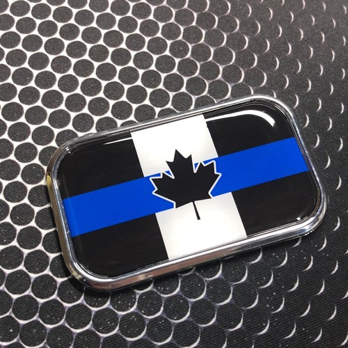 CANADÁ LÍNEA AZUL DELGADA Emblema CROMADO abovedado Orgullosa etiqueta de bandera de la policía 3D 3 "x 1.8" - Imagen 3 de 5
