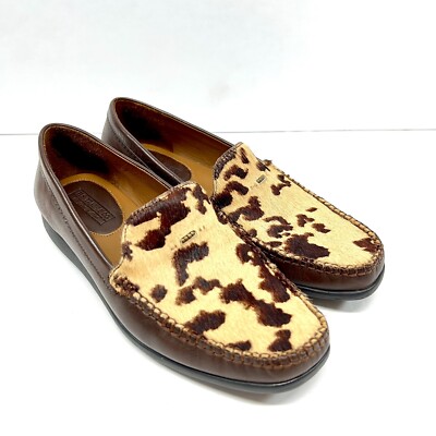 H.S. Trask  Women's  7.5 Brown Leather  Horse Hair Loafer Slip-On Vibram Sole
