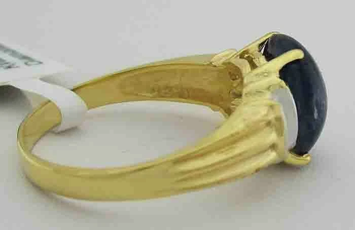 ANILLO DE CIANITA Y DIAMANTES GENUINO 2,84 quilates ORO 10k - Valoración de certificado gratuita Foto 3 de 4