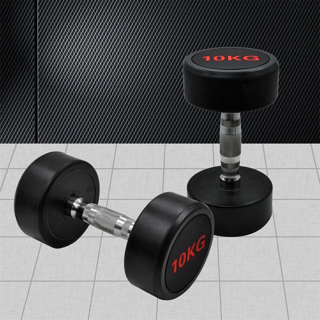 10kg x 2 Commercial Grade - Rubber Coated Dumbbell Hand Weight - Rubber Dumbbell