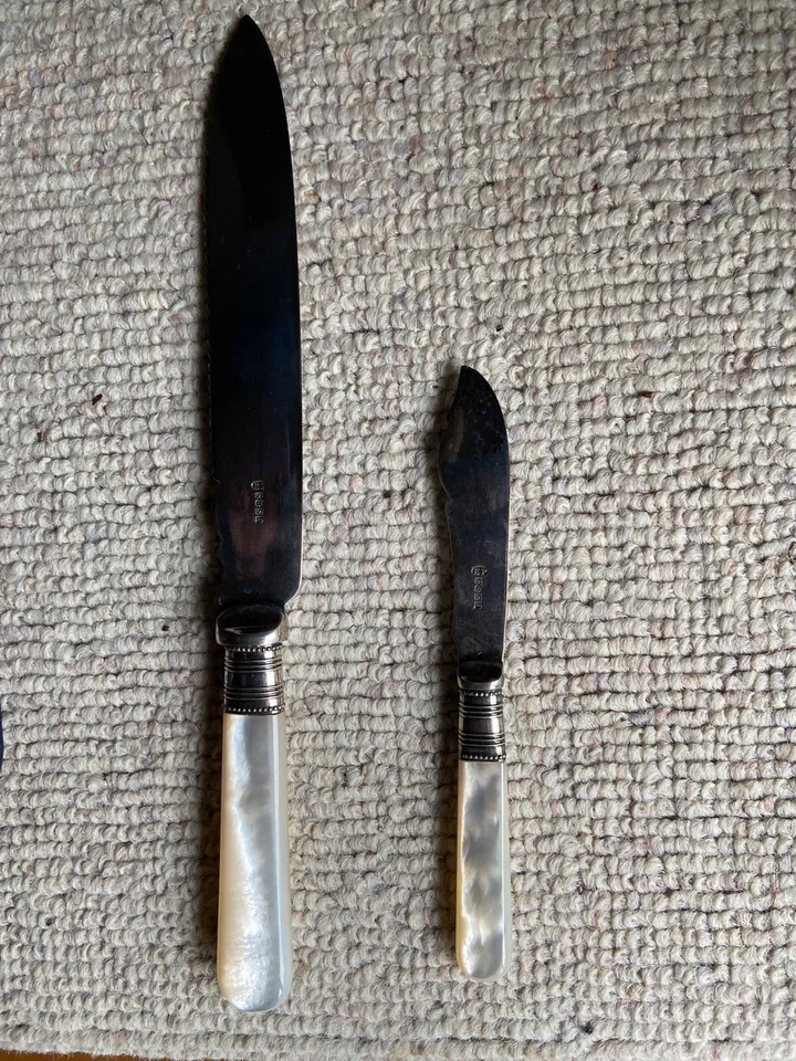 Antikes Besteck Silver Plated 10-teilig mit Griffen in Perlmutt Optik - Bild 2 von 4