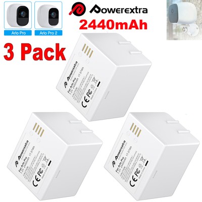 3x Rechargeable Battery Replacement For ARLO PRO, PRO 2 Camera VMA4400 2440mAh