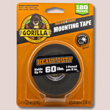 Heavy Duty, Extra Long Double Sided Mounting Tape, 1" x 120", Black, 1EA