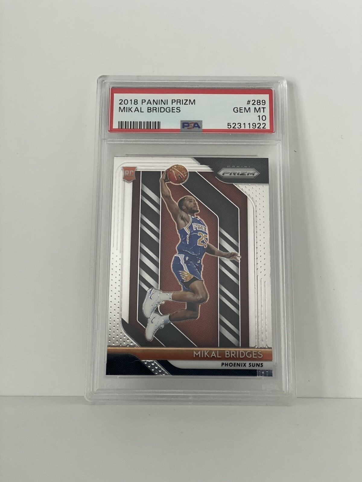 2018 19 PANINI PRIZM MIKAL BRIDGES ROOKIE CARD #289 PSA 10 GEM MINT SUNS Invest