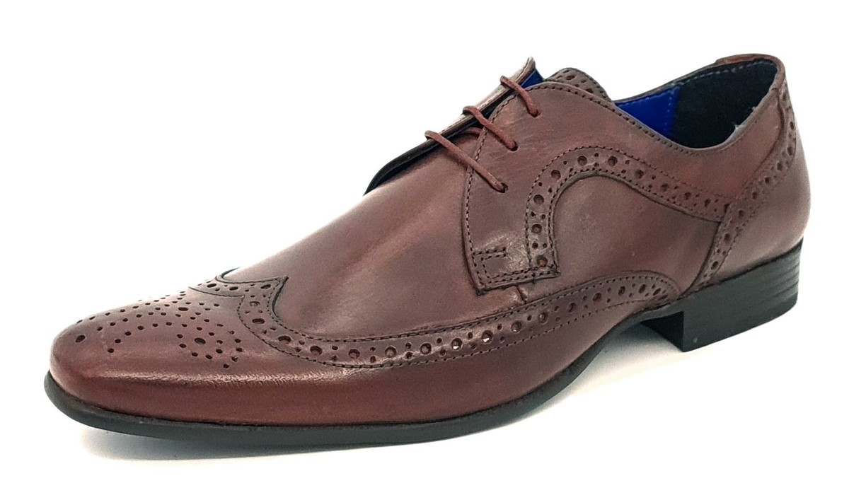 Mens Brogue Bordo Brown Leather Lace Up Brogue Red Tape  display picture 3