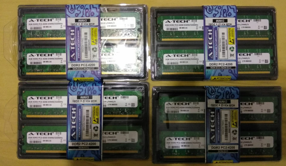 Kit A-Tech 4Gb (2x2GB) DDR2 PC2-4200 Dimm/533Mhz No Ecc 240-Pin Foto 3 de 4