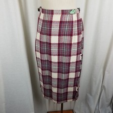 Vintage ONeil of Dublin Kilt Skirt Wool Tartan Plaid Fringe Wrap Womens 12 28in