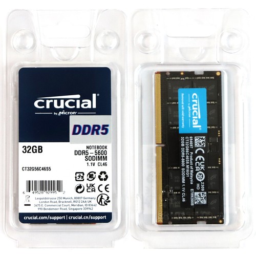 CT32G56C46S5 Crucial DDR5 32GB 5600MHz SODIMM RAM PC5-44800 1.1V Laptop Memory - Picture 3 of 5