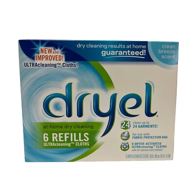 New dryel Dry Cleaning At Home 6 Refills Ultra Cleaning Cloths Clean Breeze