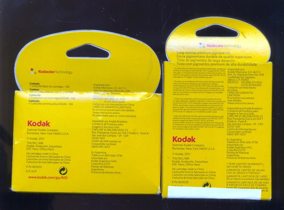 (9) GENUINE KODAK (7) 10B BLACK & (2) 10C COLOR INK CARTRIDGES SEALED BOX/FOIL!! - Image 3 of 3