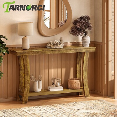 54.33Inch Console Table,Farmhouse Wood Narrow Entryway Tables with Storage Shelf