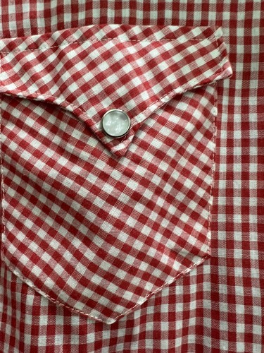 Vintage H Bar C Red/white Gingham Western Ranch wear Peal Snaps 34 Small - Picture 4 of 8