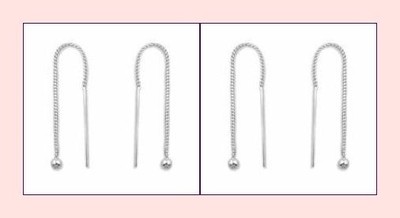 2 Pairs .925 Sterling Silver 3'' EAR THREAD Threaders BALL End (4 threaders)