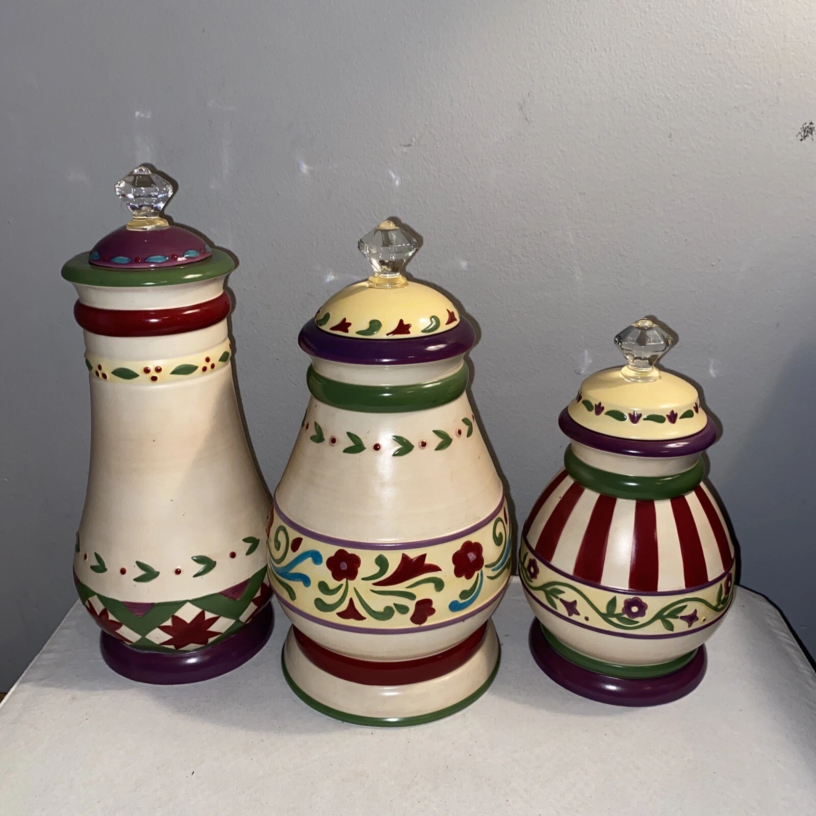 Jim Shore Heartwood Creek 2004 Canister 3 pc Set with Lids Ceramic