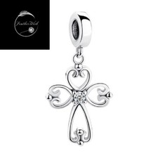 Holy Cross Crucifix God Dangle Charm For Bracelets Genuine Sterling Silver 925