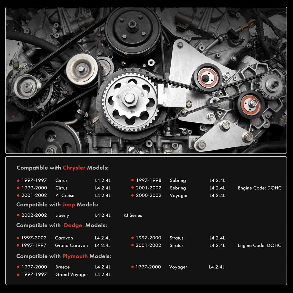 Kit de correa de distribución de 7 piezas con bomba de agua para Jeep Liberty Dodge Grand Caravan Chrysler Foto 2 de 4