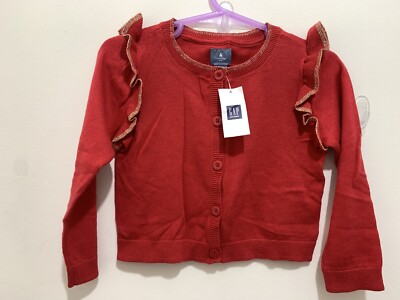 Neu Mädchen Gap rot Rüschenborte Strickstil Strickjacke 2 Jahre 