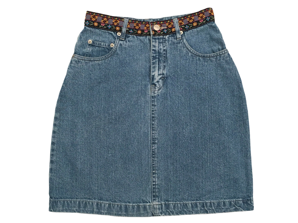 Passports Women's Blue Washed Embroidered 5-Pocket A-Line Denim