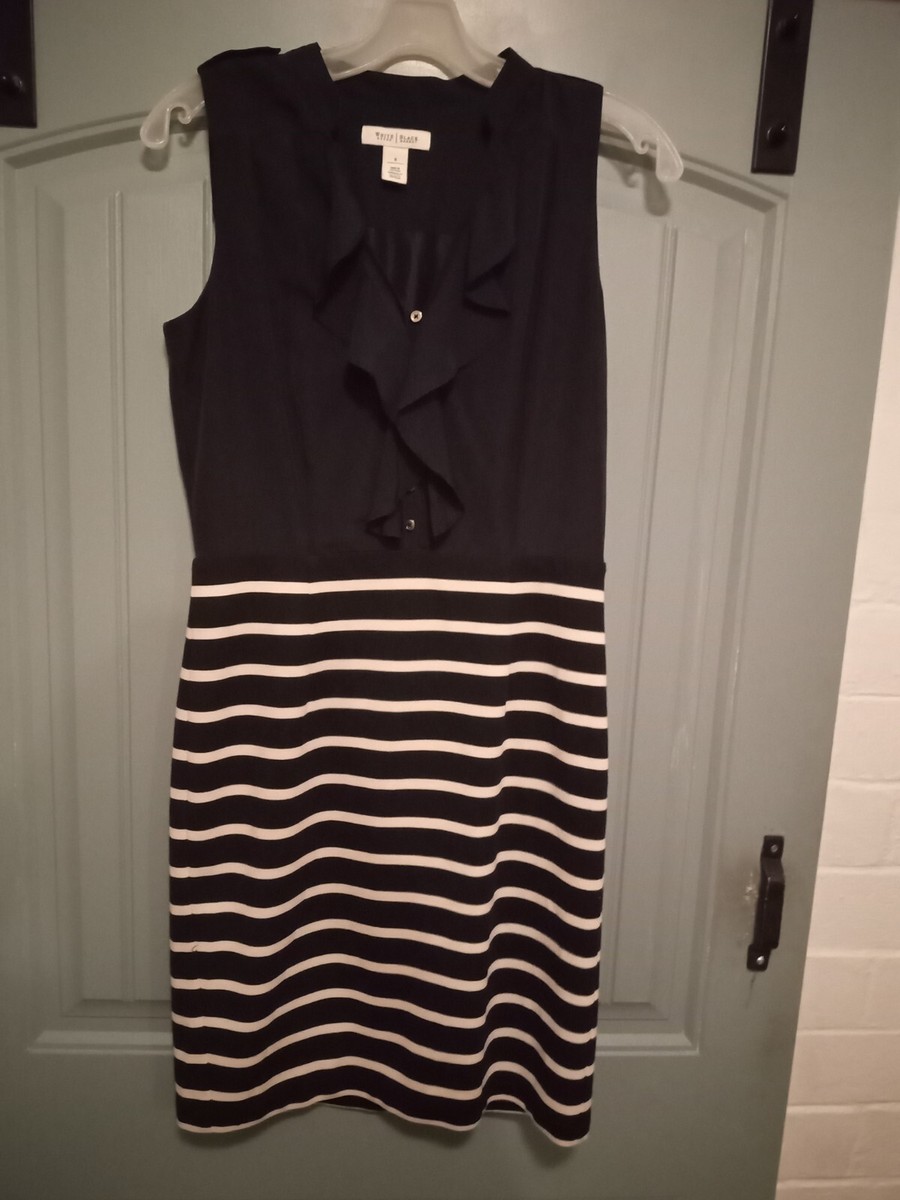 White And Black Size 8 Dress. Solid Black Top Striped Black Bottom | eBay