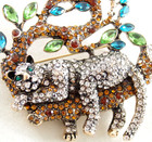 BIG HEAVY NWOT DESIGNER STYLE CRYSTAL RHINESTONE LAZY LEOPARD CAT IN TREE BROOCH — photo 5