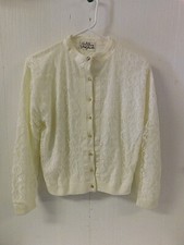 1950-60s Era Jane Irwill Super Orlon Knit Sweater with Lace Overlay
