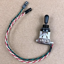Solderless Prewired for EMG Quick Connect BLACK 3 Way Toggle Switch 6" Short