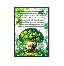 A4 Print Poster Original Irish Blessing  Featuring leprechaun Unframed Wall Art