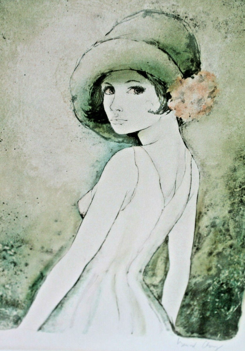 RENARD CHANG Signed PRINT - 1920's Flapper Girl Lady 1978 Willow