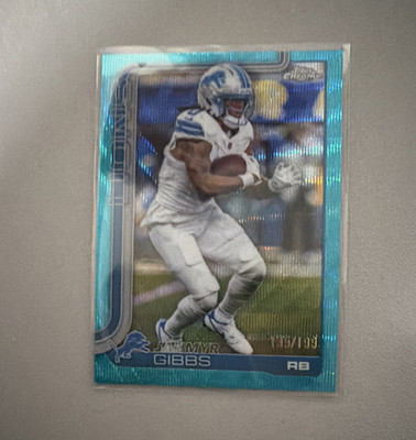 Topps 2025 Chrome Jahmyr Gibbs Detroit Lions Serial #/199 Football #101