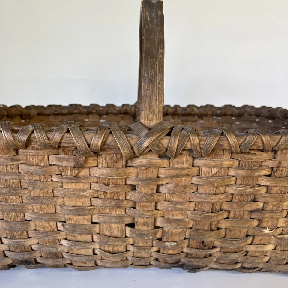 Antigua cesta Taghkanic férula familiar adecuada mango de madera curvada Hudson Valley Foto 3 de 4