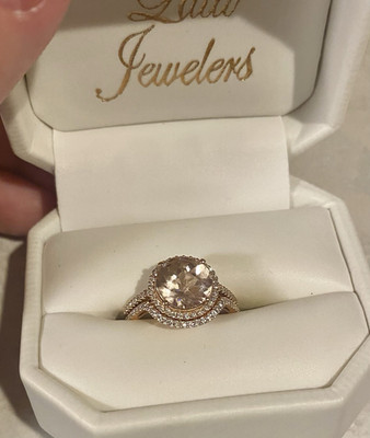 Allison Kaufman 14k Rose Gold Morganite Halo Engagement Ring D5521 2.10ctw