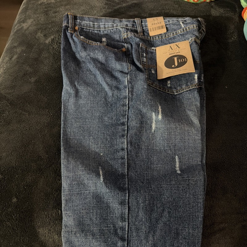 Vintage Armani Exchange boot leg low rise jeans distressed Men’s sz 33x32 New