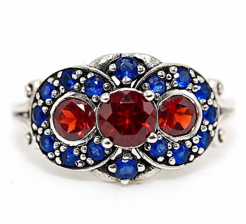 1CT  Fire Garnet 925 Sterling Silver Filigree Ring Sz 6 PC9-3