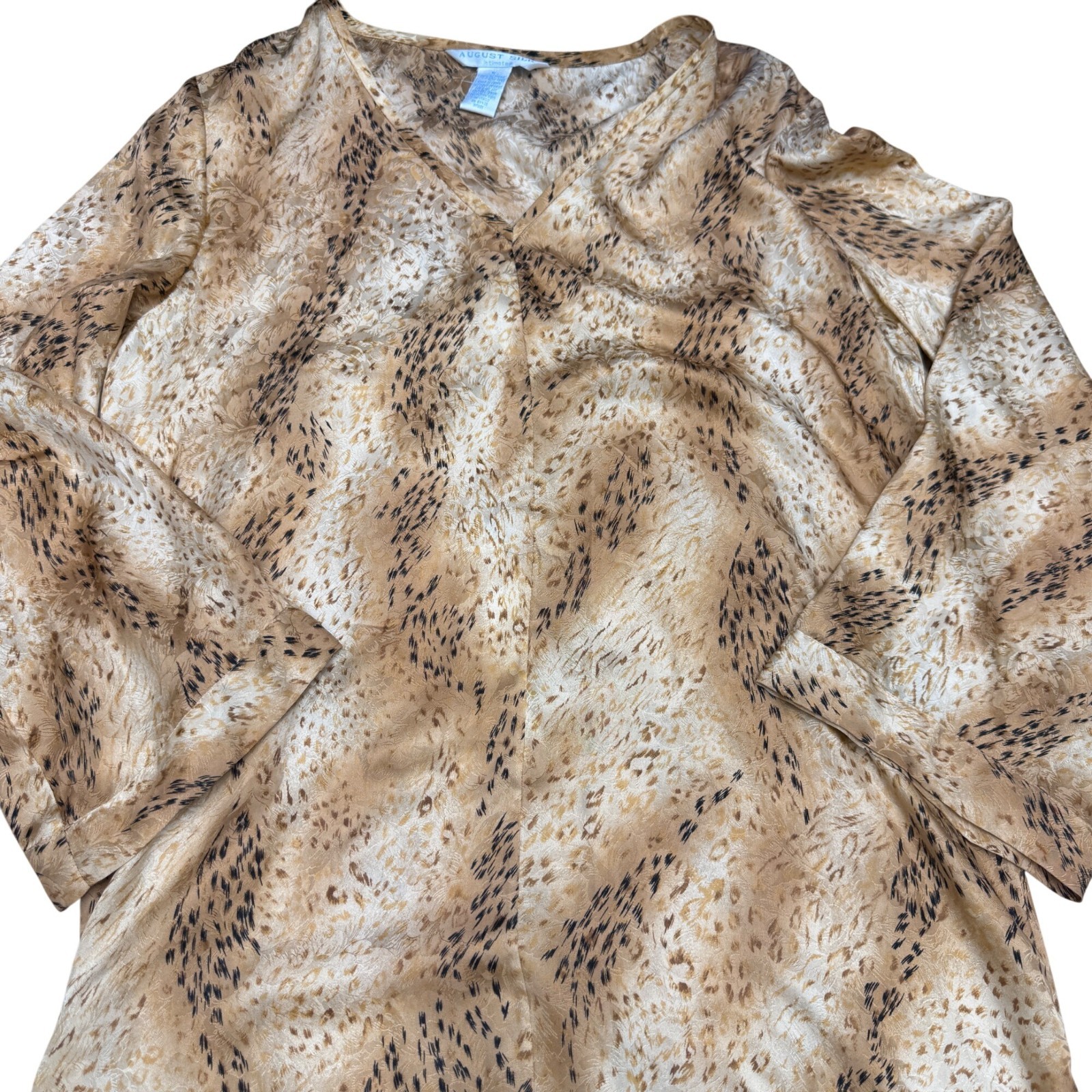 August Silk Intimates Leopard Print LS Pull Over … - image 3