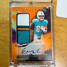 Erik Ezukanma 2023 Panini Origins Rookie Patch Auto #49/75 Football Card. rookie card picture