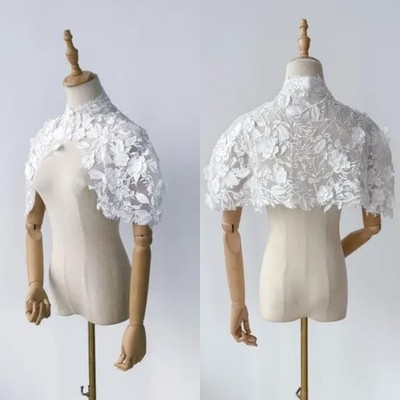 Elegant Bridal Bolero Wedding Jacket Lace Applique Satin Bride Capes Formal