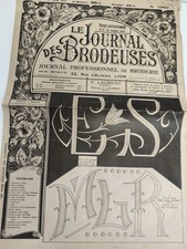 Alte Zeitung Le Journal des Brodeuses 1952 Stickerei Lyon Motive Alphabete