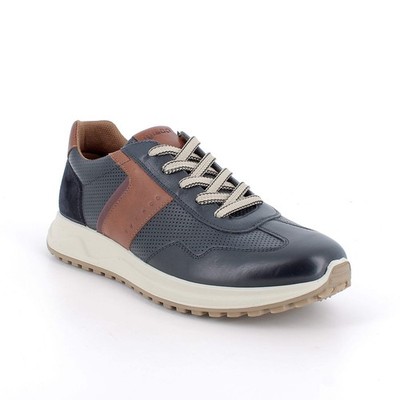 Igi&co 1118400 Mens Leather Blue Lace-Up Sneakers