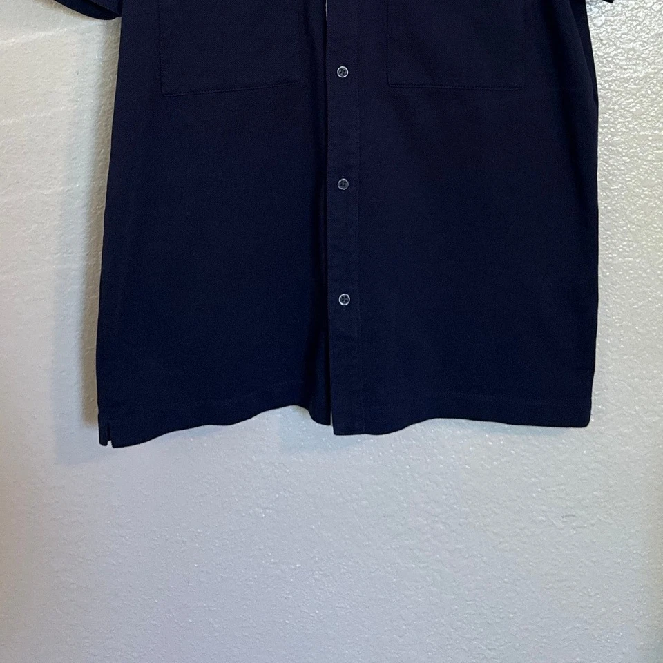 Uniqlo x Theory Button Up Shirt Men Med Navy Blue Preppy Office Work Minimalist - Image 3 of 4