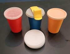 Vintage Tupperware 3 Sippy Cups With Lids And One Lid Cover