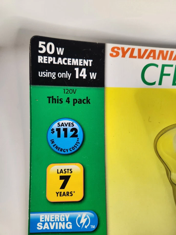 Sylvania 14W Compact Flood Fluorescent Lamp R20 Reflector Warm White 4 Bulbs - Image 2 of 4