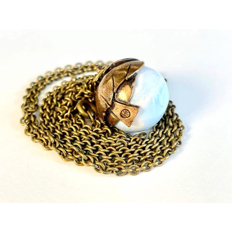 Kalevala Tintti Vogel Halskette: Bronze & hellblauer finnischer Anhänger - Bild 4 von 4